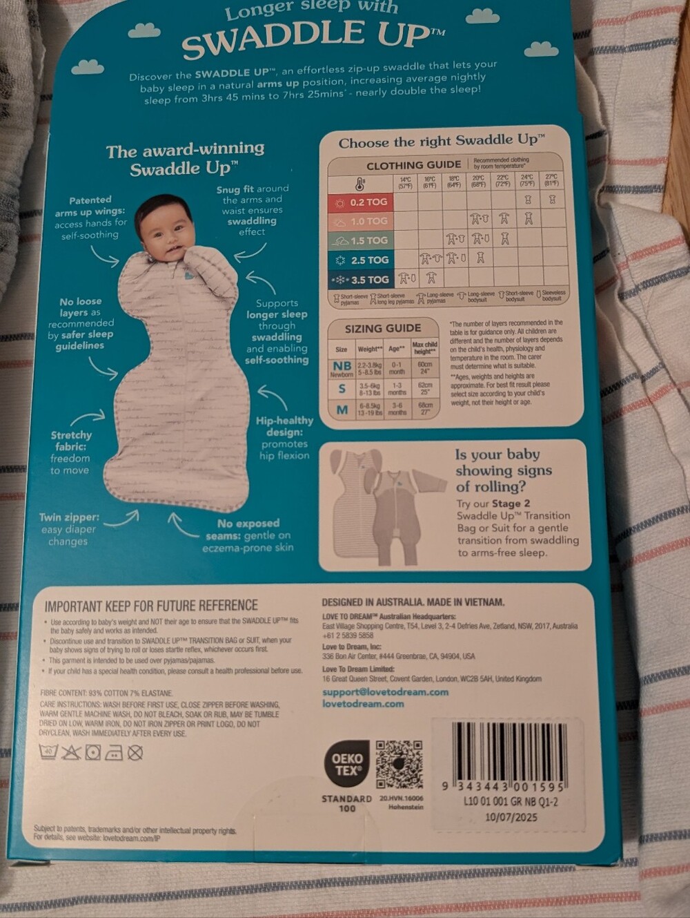 NWT NB Swaddle Set- 1 Halo sleepsack, 1 Love To Dream, Grey - Picture 3 of 5